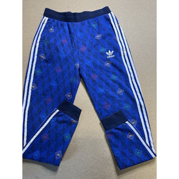 Adidas Rekive‎ Track Pants Mens XL Blue Trefoil AOP TP Print Joggers Gym - Picture 2 of 8